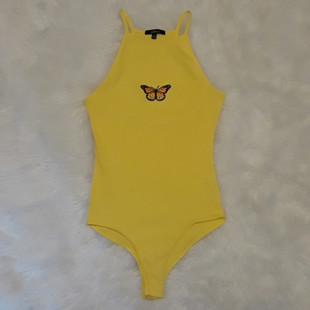 Butterfly Ribbed Halter Bodysuit - Picture 2 of 2
